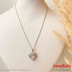 آویز ژوپینگ مینیمال دخترانه مدل قلب نگیندار رنگ نقره ای ترند کد GNB161820W