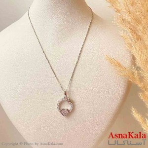 آویز ژوپینگ مینیمال دخترانه مدل قلب نگیندار خاص رنگ نقره ای ترند کد GNB161829W