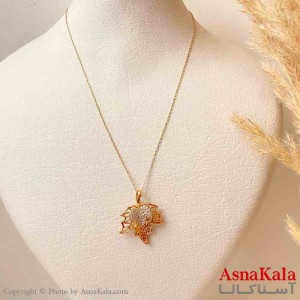 آویز ژوپینگ مینیمال دخترانه مدل برگ نگیندار ترند رنگ طلایی ترند کد GNB161836W