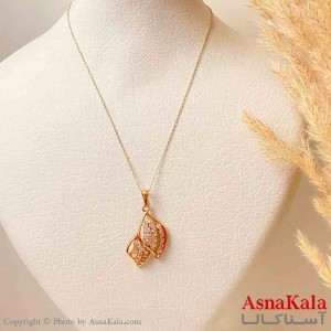 آویز ژوپینگ مینیمال دخترانه مدل دو اشک پر نگیندار ترند رنگ طلایی کد GNB161844W