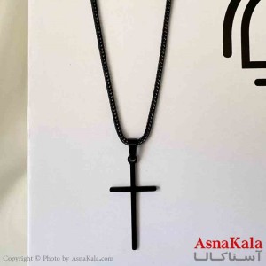 گردنبند استیل مدل صلیب استیل رنگ مشکی کد GNB161847W