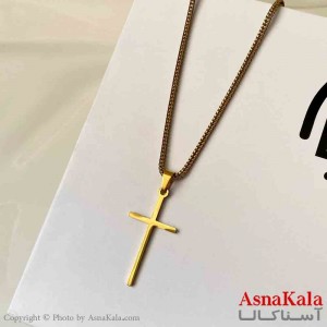گردنبند صلیب استیل رنگ طلایی کد GNB161848W