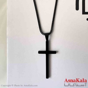 گردنبند اسپورت مدل صلیب خاص  استیل رنگ مشکی کد GNB161854W
