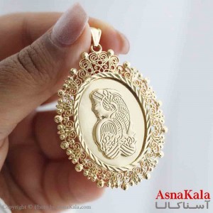 آویز رخ، شمایل، مریمی برنجی زنانه طلایی  کد GNB161898W