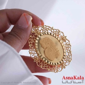 آویز رخ، شمایل، مریمی برنجی زنانه طلایی  کد GNB161899W