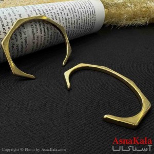 بنگل فری سایز چند ضلعی استیل طلایی کد DSB181443W