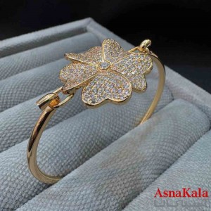 بنگل دخترانه گل پینترستی استیل رنگ طلایی کد DSB181455W