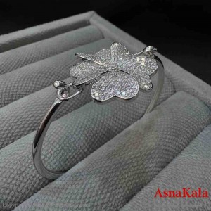 بنگل دخترانه گل پینترستی استیل رنگ نقره ای کد DSB181456W