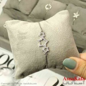 دستبند آسانسوری استیل نقره ای طرح ستاره کد DSB181486W