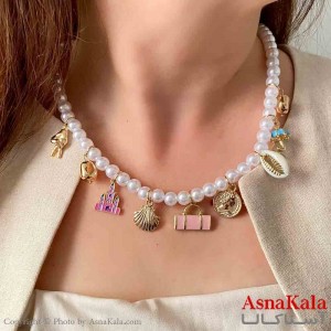گردنبند ساحلی مروارید دخترانه استیل با طول 45 سانتی متر کد GNB161909W