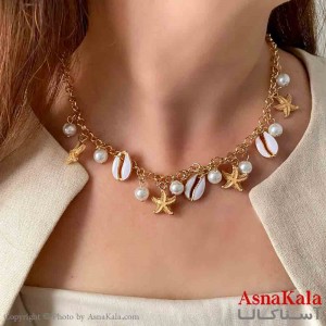 گردنبند ساحلی مروارید دخترانه استیل با طول 45 سانتی متر کد GNB161910W