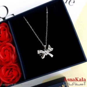 گردنبند جواهری نقره ای دخترانه استیل با طول 45 سانتی متر کد GNB161923W