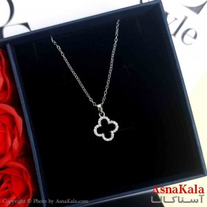 گردنبند جواهری نقره ای دخترانه استیل با طول 45 سانتی متر کد GNB161926W