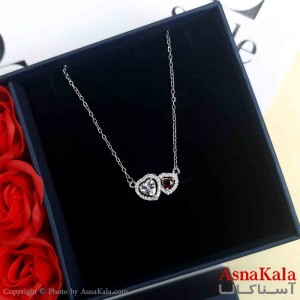 گردنبند قلب نقره ای دخترانه استیل با طول 45 سانتی متر کد GNB161932W