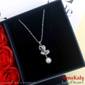 گردنبند مروارید نقره ای دخترانه استیل با طول 45 سانتی متر کد GNB161933W