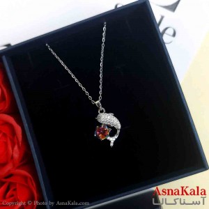 گردنبند مروارید نقره ای دخترانه استیل با طول 45 سانتی متر کد GNB161934W