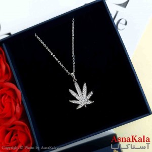 گردنبند ماریجوانا نقره ای دخترانه استیل با طول 45 سانتی متر کد GNB161936W