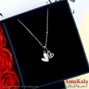 گردنبند قلب نقره ای دخترانه استیل با طول 45 سانتی متر کد GNB161945W