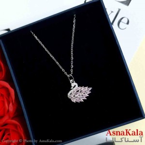 گردنبند قو نقره ای دخترانه استیل با طول 45 سانتی متر کد GNB161959W