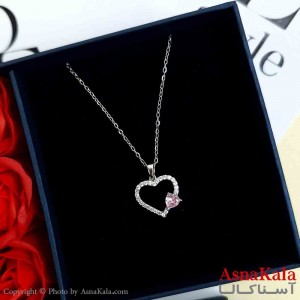گردنبند قلب نقره ای دخترانه استیل با طول 45 سانتی متر کد GNB161963W
