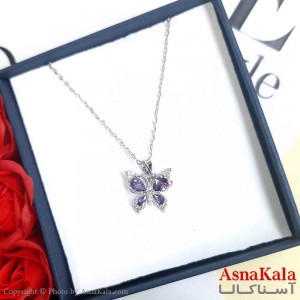 گردنبند پروانه نقره ای دخترانه استیل با طول 45 سانتی متر کد GNB161969W