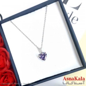 گردنبند قلب نقره ای دخترانه استیل با طول 45 سانتی متر کد GNB161970W