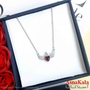 گردنبند قلب نقره ای دخترانه استیل با طول 45 سانتی متر کد GNB161972W