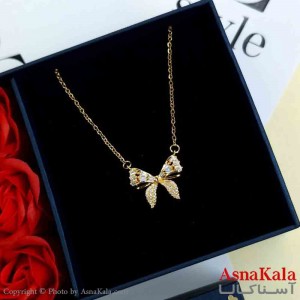 گردنبند پاپیون طلایی دخترانه استیل با طول 45 سانتی متر کد GNB161978W
