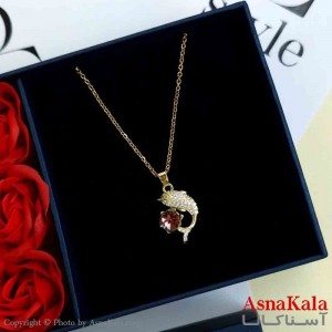 گردنبند دلفین طلایی دخترانه استیل با طول 45 سانتی متر کد GNB161979W