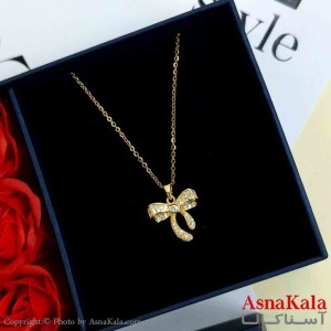 گردنبند پاپیون طلایی دخترانه استیل با طول 45 سانتی متر کد GNB161981W