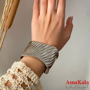 بنگل زنانه پهن نقره ای فشن کد DSB181512W