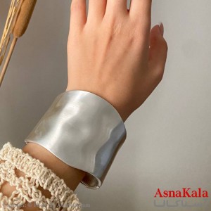 بنگل زنانه پهن نقره ای فشن کد DSB181516W