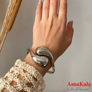 بنگل زنانه پهن نقره ای فشن کد DSB181518W