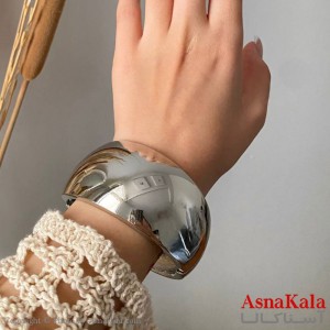 بنگل زنانه پهن نقره ای فشن کد DSB181522W