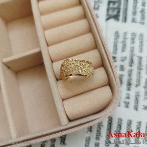 انگشتر زنانه تراش طلاروس رنگ ثابت طلایی ANG19917W