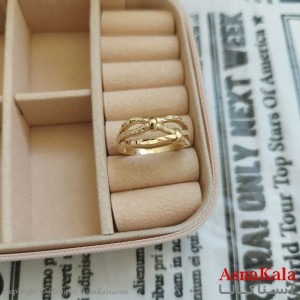 انگشتر زنانه تراش طلاروس رنگ ثابت مشابه طلا  ANG191031W
