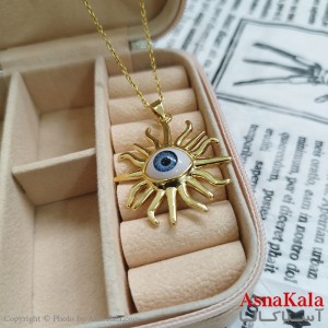 گردنبند چشم نظر طلایی دخترانه استیل با زنجیر 45 سانتی متر کد GNB162062W