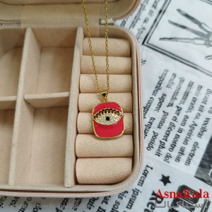 گردنبند چشم نظر طلایی دخترانه استیل با زنجیر 45 سانتی متر کد GNB162064W