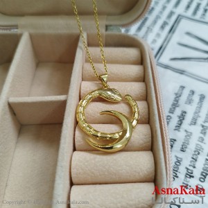 گردنبند مار طلایی دخترانه استیل با زنجیر 45 سانتی متر کد GNB162065W