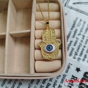 گردنبند چشم طلایی دخترانه استیل با زنجیر 45 سانتی متر کد GNB162066W