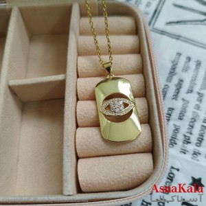 گردنبند چشم طلایی دخترانه استیل با زنجیر 45 سانتی متر کد GNB162067W