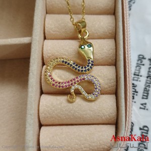 گردنبند مار طلایی دخترانه استیل با زنجیر 45 سانتی متر کد GNB162070W