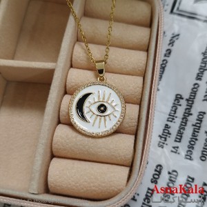 گردنبند چشم طلایی دخترانه استیل با زنجیر 45 سانتی متر کد GNB162072W