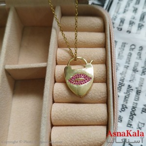 گردنبند قلب طلایی دخترانه استیل با زنجیر 45 سانتی متر کد GNB162081W