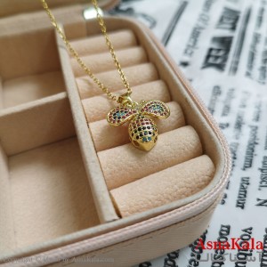 گردنبند زنبور طلایی دخترانه استیل با زنجیر 45 سانتی متر کد GNB162085W
