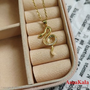 گردنبند مار طلایی دخترانه استیل با زنجیر 45 سانتی متر کد GNB162087W