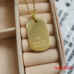 گردنبند گوچی طلایی دخترانه استیل با زنجیر 45 سانتی متر کد GNB162090W