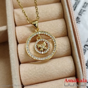 گردنبند پروانه طلایی دخترانه استیل با زنجیر 45 سانتی متر کد GNB162100W