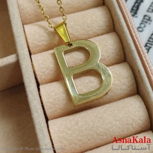 گردنبند B طلایی دخترانه استیل با زنجیر 45 سانتی متر کد GNB162111W