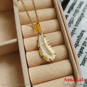 گردنبند پر طلایی دخترانه استیل با زنجیر 45 سانتی متر کد GNB162122W
